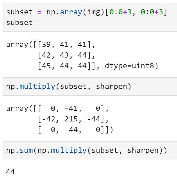 Image 6 — Convolution on a single 3x3 image subset (image by author)