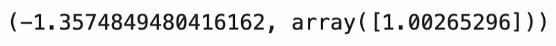 Image 10 — Beta 0 and Beta 1 coefficients from the Scikit-Learn model (image by author)